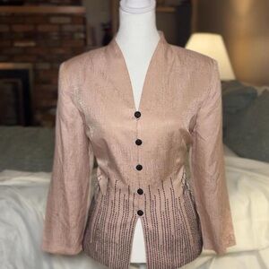 Pink Vintage Silk Adrianna Papélle Blazer Jacket 10